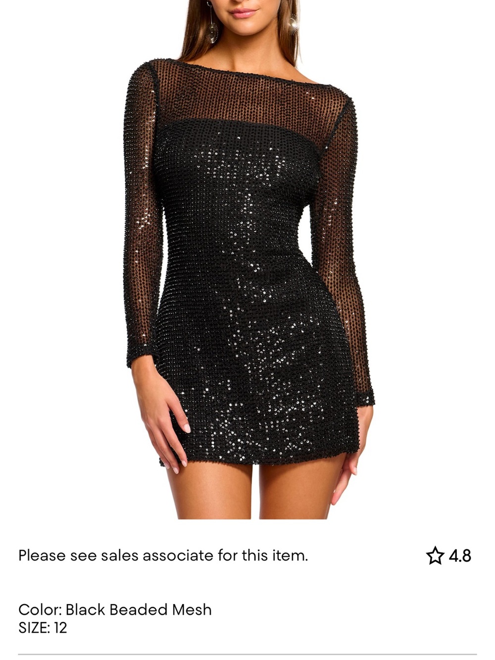 Ramy Brook Black Beaded Mesh Mini Dress
